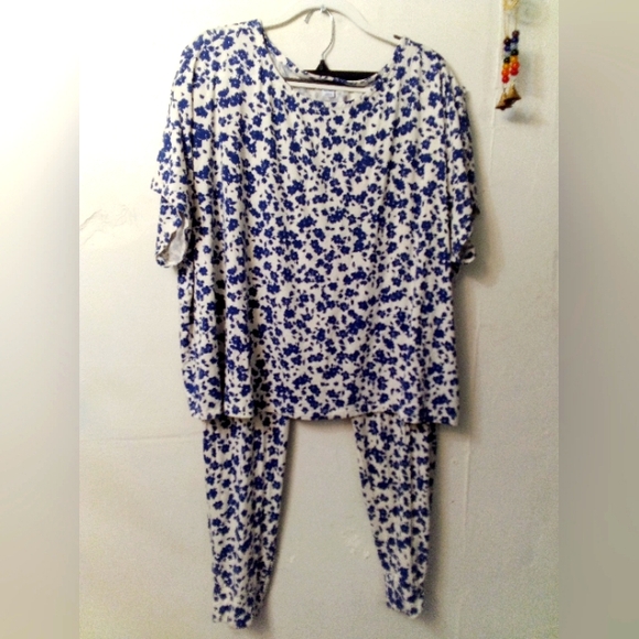 💙 2 PIECE LOUNGE SET PAJAMAS PANTS TOP PLUS SIZE 3X SLEEP WEAR NWT - Picture 1 of 8
